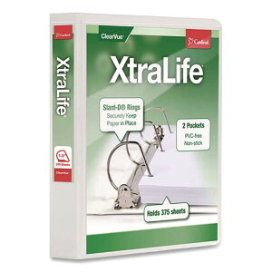 �J�[�f�B�i�� XtraLife ClearVue �m���X�e�B�b�N ���b�L���O �X�����gD�����O�o�C���_�[ 1.5�C���`�i��3.8cm�j ��27.9×21.6cm �z���C�g Cardinal XtraLife ClearVue Non-Stick Locking Slant-D Binder, 1.5inch Cap, 11 x 8 1/2, W