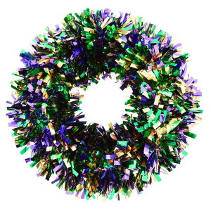 �y�E�H���}�[�g�u�����h�z�E�F�C�g�D�Z���u���[�g ���[�X ��43cm �}���f�B�O�� Mardi Gras Green, Purple & Gold Tinsel Wreath, 17 in, by Way To Celebrate �y�����񂹏��i�z