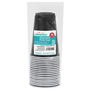 �E�F�C�g�D�[�Z���u���[�g �g���̂ăp�[�e�B�[�J�b�v ��473ml 18�� �u���b�N Plastic Disposable Party Cups, Midnight Black, 16 oz, 18 Pieces, by Way To Celebrate �y�����񂹏��i�z