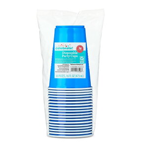 �E�F�C�g�D�[�Z���u���[�g �g���̂ăp�[�e�B�[�J�b�v ��473ml 18�� �u���[ Plastic Disposable Party Cups, Electric Blue, 16 fl oz, 18 Pieces, by Way To Celebrate �y�����񂹏��i�z