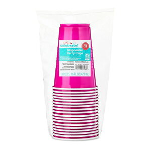 �E�F�C�g�D�[�Z���u���[�g �g���̂ăp�[�e�B�[�J�b�v ��473ml 18�� �s���N Plastic Disposable Party Cups, Hot Pink, 16 fl oz, 18 Pieces, by Way To Celebrate �y�����񂹏��i�z