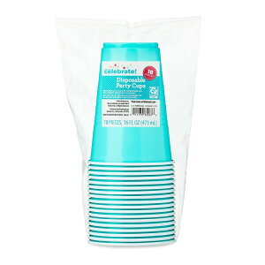 �E�F�C�g�D�[�Z���u���[�g �g���̂ăp�[�e�B�[�J�b�v ��473ml 18�� �e�B�[�� Plastic Disposable Party Cups, Terrific Teal, 16 oz, 18 Pieces, by Way To Celebrate �y�����񂹏��i�z