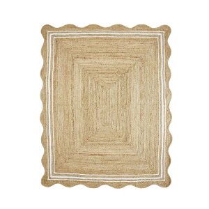�}�C�e�L�T�X�n�E�X �W���[�g���O �X�J���b�v�{�[�_�[ ��244×305cm �i�`������ �z���C�g My Texas House Natural/White Scallop Jute with Border Area Rug, 8' x 10' �y�����񂹏��i�z