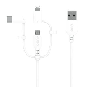 �I�� 3in1�[�d�P�[�u�� ��1.8m �z���C�g ONN 6' Micro-USB to Lightning to USB-C Cable, White �y�����񂹏��i�z