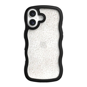 �I�� �E�F�[�u�O���b�v�P�[�X �u���b�N �S�[���h�O���b�^�[ iPhone17�Ή� onn Wavy Grip Phone Case for iPhone 17 - Black/Gold Glitter �y�����񂹏��i�z