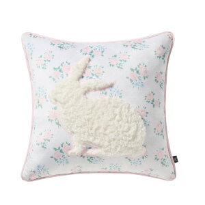 �}�C�e�L�T�X�n�E�X �f�R���[�V�����N�b�V���� �t���[������ ��46×46cm �z���C�g �}���` 18inch x 18inch White/Multi Floral Bunny Decorative Pillow, by My Texas House �y�����񂹏��i�z