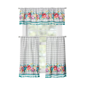 �y�E�H���}�[�g�u�����h�z�p�C�I�j�A�E�[�}�� �J�[�e���Z�b�g 3�_ ��152×36cm The Pioneer Woman Sweet Romance 3 Piece Tier Set Multi, Recycled Polyester BCI Cotton �y�����񂹏��i�z