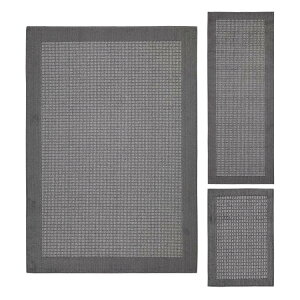 �y�E�H���}�[�g�u�����h�z���C���X�e�C�Y �V�T���� ���O3�_�Z�b�g �O���[ Mainstays Farmhouse Faux Sisal Gray Border Indoor Area Rug Set, 3 Piece �y�����񂹏��i�z