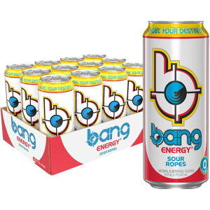 �o���O�G�i�W�[ �T���[���[�v �V���K�[�t���[ �G�i�W�[�h�����N 473ml 12�{�p�b�N Bang Energy Sour Ropes, Sugar-Free Energy Drink, 16-Ounce Pack of 12 �y�����񂹏��i�z