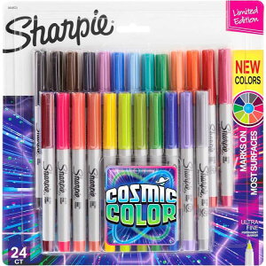�V���[�s�[ �p�[�}�l���g�}�[�J�[ �ɍ� �R�Y�~�b�N�J���[ 24�F���� Sharpie Permanent Markers, Ultra Fine Point, Cosmic Color, Limited Edition, 24 Count�y�����񂹏��i�z�y���킹�Ĕ��������z