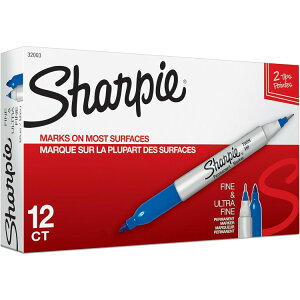 �V���[�s�[ �c�C���`�b�v�����}�[�J�[ �׎��Ƌɍ׎� �� 12 �{ SHARPIE Twin Tip Permanent Markers Fine and Ultra Fine Blue 12 Count �y�����񂹏��i�z�y���킹�Ĕ��������z
