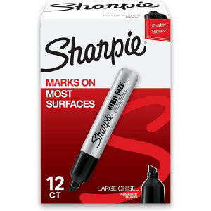 �V���[�s�[ �L���O�T�C�Y�p�[�}�l���g�}�[�J�[ �`�Y���`�b�v 12�{���� �u���b�N Sharpie King Size Permanent Markers Chisel Tip Markers for Work & Industrial Use, 12 Count�y�����񂹏��i�z�y���킹�Ĕ��������z