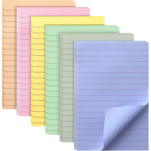 Mr.�y�� �r������t� 45��×6�Z�b�g �������f�B�J���[ Mr. Pen- Lined Sticky Notes 4x6, 6 Pads, 45 Sheet/Pads, Morandi Colors�y�����񂹏��i�z�y���킹�Ĕ��������z