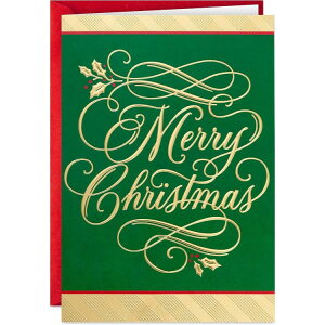 �z�[���}�[�N �{�b�N�X����N���X�}�X�J�[�h �O���[�����S�[���h �����t��40������ Hallmark Boxed Christmas Cards, Green and Gold (40 Cards with Envelopes)�y�����񂹏��i�z�y���킹�Ĕ��������z