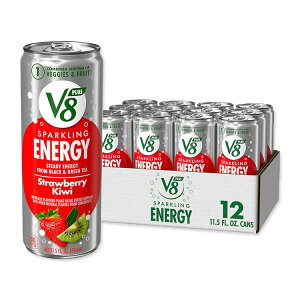 V8 +SPARKLING ENERGY �X�g���x���[�L�E�C �G�i�W�[�h�����N 340ml (11.5 fl oz) 12�{���� Strawberry Kiwi Energy Drink, (Pack of 12) �y�����񂹏��i�z�y���킹�Ĕ��������z
