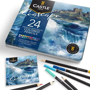 24�F���M�Z�b�g �u���L������ Castle Arts Themed 24 Colored Pencil Set in Tin Box perfect colors for Seascapes�y�����񂹏��i�z�y���킹�Ĕ��������z