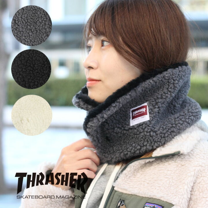 楽天市場 ネックウォーマー メンズ おしゃれ ブランド レディース 冬 秋冬 Thrasher スラッシャー マグレーベル 前開きボアネックウォーマー 21th K55 防寒 スノボ バイク ゴルフ おしゃれ かわいい 防風 ランニング スポーツ 釣り ゴルフ ｐｒｏｔｏｃｏｌ