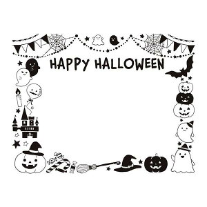 フレームスタンプ イベントNo.11 「ハロウィン」54×69mm ファインカラースタンパー FineColorStamper 飾り枠 かぼちゃ おばけ 魔女 かわいい おしゃれ はんこ ハンドメイド メモ 手帳 ノート メッセ