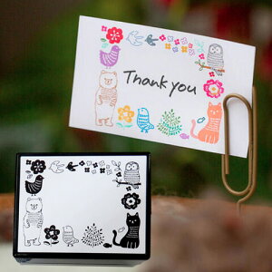 フレームスタンプ 動物No.1 「クマと猫」54×69mm ファインカラースタンパー FineColorStamper 飾り枠 くま ねこ ふくろう かわいい おしゃれ はんこ ハンドメイド メモ 手帳 ノート メッセージカー