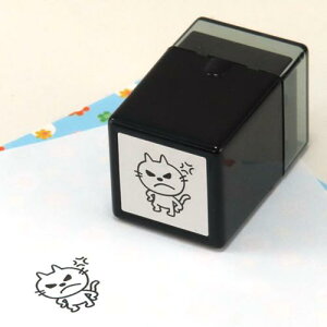 ねころん スタンプ No.7 いかり 17×17mm ファインカラースタンパー FineColorStamper IC4DESIGN かわいい判子 かわいい 猫 ネコ イラスト はんこ 怒っているネコのイラスト 悪い顔 カレンダー 手帳 日記