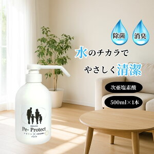 プロトン水 Pe-プロテクト 500ml ポンプ式 除菌水 無添加 ナチュラル クリーン生活 次亜塩素酸 消臭スプレー 空間除菌 衣類除菌 ペット対応 子供にも安心 敏感肌 手指除菌 マスク除菌 キッチン