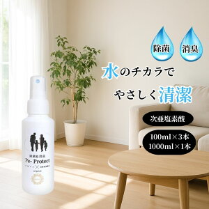 『詰替3本セット』 プロトン水 Pe-プロテクト 1300ml 除菌水 無添加 ナチュラル クリーン生活 次亜塩素酸 消臭スプレー 空間除菌 衣類除菌 ペット対応 子供にも安心 敏感肌 手指除菌 マスク除