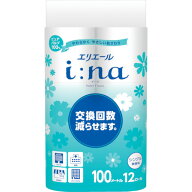 エリエール イーナ トイレットティシュー シングル 100m 12R*6パック 無香料 i：na (21000440／21001138)…