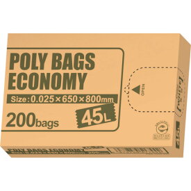 オルディ ポリバッグエコノミーBOXゴミ袋 45L 0.025mm 乳白 PBE-W45-200