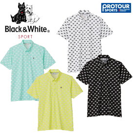 Black＆White ブラック＆ホワイト 総柄プリントボタンダウン半袖シャツ BGS9604JD（メンズ）