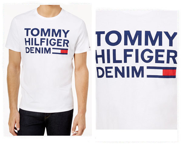 TOMMY HILFIGER トミーヒルフィガー セール品 Tommy Hilfiger Tシャツ Graphic-Print T-Shirt メンズ 卓出 Denim