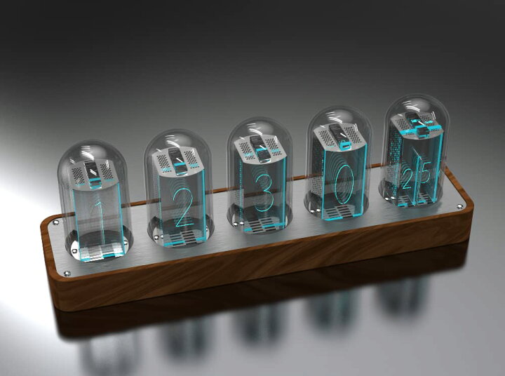 楽天市場】ClocTeck ニキシー管 時計 擬発光管時計 レトロモダン木製  