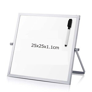 Ailenlan ホワイトボード 卓上 Whiteboard magnetic 25×25CM 自立式 両面 メッセージボード スタンド付き 小型 メモボード ホワイトボード お絵かき メモ 伝言板 掲示板 スケジュール管理 セクションボ