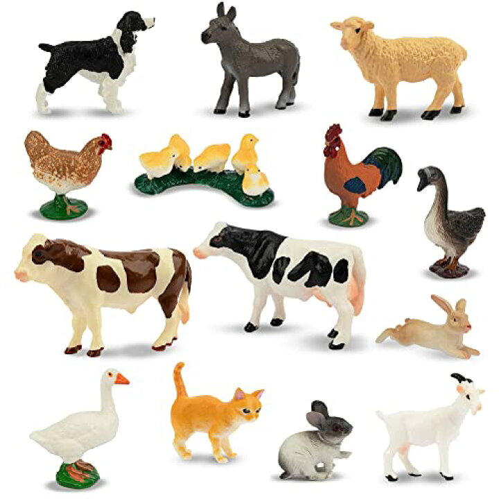 楽天市場】TOYMANY 14PCSミニ農場動物フィギュアセット ミニ動物 