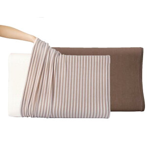 MISOLER 枕カバー のびのび枕カバー 伸縮タイプ 着脱簡単 抗菌防臭 柔らかい まくらカバー タオル地 パイル 洗える 筒型 2枚セット ストライプ・濃い・ブラウン + 無地・濃い・ブラウン 約36X57c