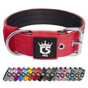TSPRO 犬 首輪 広い首輪 犬 強力な 犬の首輪 調節可能な金属バックル付き、この首輪は小型犬、中型犬、大型犬に適している (赤 M)