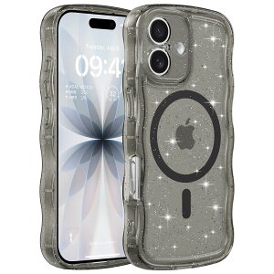 ZTOFERA for iPhone 16 Plus �P�[�X,MagSafe �Ή�,�N���A �L���L�� �J�[���[ �E�F�[�u �t���[�� �����p ���̎q�p �j�� �p,iPhone 16 Plus �p�X�}�z�P�[�X,�u���b�N