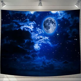 U-SITU タペストリー 壁掛け 壁飾り 月 夜空 自然景色 オシャレ 背景 多機能 布ポスター インテリア 雰囲気転換 （サイズ：幅200×丈150cm）カラー：37B