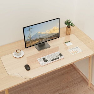 WOYAOFA 透明 デスクマット マウス対応 クリアテーブルマット PVC製 大型マウスパッド 耐熱性 防水 滑り止め 光線反射抑制 目の疲労軽減 斜めカット加工 縁で手が痛くならない オフィス 学習机