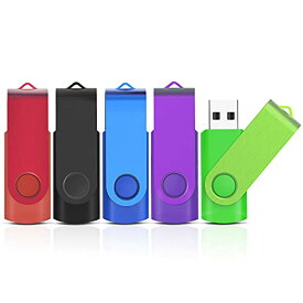 KOOTION USBメモリ 8GB 5個セット フラッシュドライブ USB2.0 サムドライブ バックアップメモリ USBドライブ8GB 360度回転式 コンパクト フラッシュメモリー (ブラック、ブルー、レッド、グリーン、パープル)