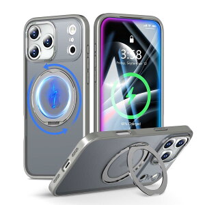 MINIKA iPhone 17 Pro �p �P�[�X Magsafe �Ή� 360�x��] �X�^���h�t�� ���@�\ �X�}�z�P�[�X ��Phone 17 Pro �P�[�X �ČRMIL�K�i �ϏՌ� ���ϖh�~ �w��h�~ �}�O�Z�[�t �����O �}�O�l�b�g���� ���C�� ���X�[