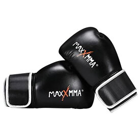 MaxxMMA ボクシンググローブ パンチンググローブ 通気性 キックボクシング 総合 格闘技 パンチンググローブ サンドバッグ MMA トレーニンググローブ (14oz, ブラック)