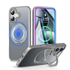 MINIKA iPhone 17 �p �P�[�X Magsafe �Ή� 360�x��] �X�^���h�t�� ���@�\ �X�}�z�P�[�X ��Phone 17 �P�[�X �ČRMIL�K�i �ϏՌ� ���ϖh�~ �w��h�~ �}�O�Z�[�t �����O �}�O�l�b�g���� ���C�� ���X�[�d ��