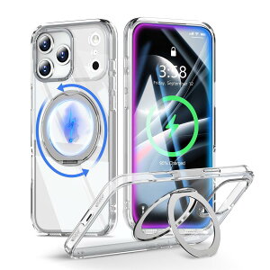 MINIKA iPhone 17 Pro �p �P�[�X Magsafe �Ή� 360�x��] �X�^���h�t�� ���@�\ �X�}�z�P�[�X ��Phone 17 Pro �P�[�X �N���A �ČRMIL�K�i �ϏՌ� �w��h�~ ���ϖh�~ �}�O�Z�[�t �����O �}�O�l�b�g���� ���C��