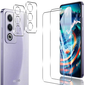 対応 OPPO A3 5G ガラスフィルム 指紋認証対応 2+2枚セット 国産AGC 旭硝子 9H硬 対応 OPPO A3 フィルム カメラ保護フィルム 全面保護 ラウンドエッジ加工 強化ガラス 保護フィルム ケース 耐衝撃 ア