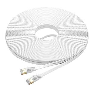 Cat7 LAN�P�[�u�� 30m �z���C�g, FOSTO �C�[�T�l�b�g�P�[�u�� �E���g���t���b�g�P�[�u�� ���� STP �ܐ܂�h�~ RJ45�R�l�N�^ �M�K�r�b�g10Gbps/600MHz �����b�L�R�l�N�^ 30M ��