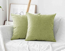 Khooti Decorative Jute Square Cushion Cover Throw pillow cover for Living Room Couch Diwan single seater Sofa, Modern BOHO Large 24 x 24 Inches / 60 x 60 cm (Colour - Apple Green)(Set of 2 pieces)