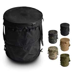 キャンプ トラッシュボックス 自立式 ポップアップ ゴミ箱 コンテナ ギア 収納 ストー ブ 折りたたみ 薪入れ アウトドア BBQ 収納バッグ 七輪 高さ47cm (ブラック)