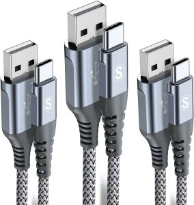 USB Type C P[uy2m+2m+2m/3{ZbgzSweguard USB-C & USB-A 3.1A USB C P[u}[d ^Cvc [dP[u iPhone16/iPhone 15 Pro MAX, iPad Pro,Samsung Galaxy S24/S23/S22/S21,Sony,Xiaomi,Huawei,Pixe,usb type c@Ή (