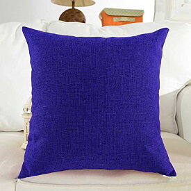 Khooti Decorative Jute Square Cushion Cover Throw pillow cover for Living Room Couch Diwan single seater Sofa, Modern BOHO Large 24 x 24 Inches / 60 x 60 cm (Colour - Royal Blue)(Set of 1 piece)