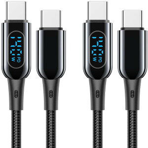 MINSLIS DC03 USB Type C P[uy140W/5A 2{ZbgzPDΉ Type-C to Type-C }[d o̓XN[\ iC҂ ^Cvc [dP[u iPhone 16/15/15 Pro/15 Plus/15 Pro Max, MacBook Air/Pro 13'', iPad Mini 6/Pro